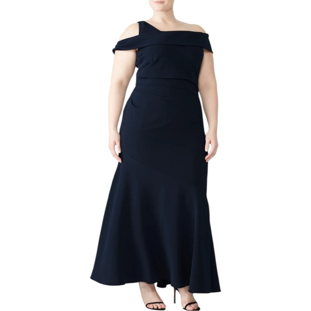 Theia Navy Mermaid Gown size 22 Full Length One Shoulder Wedding Formal Event